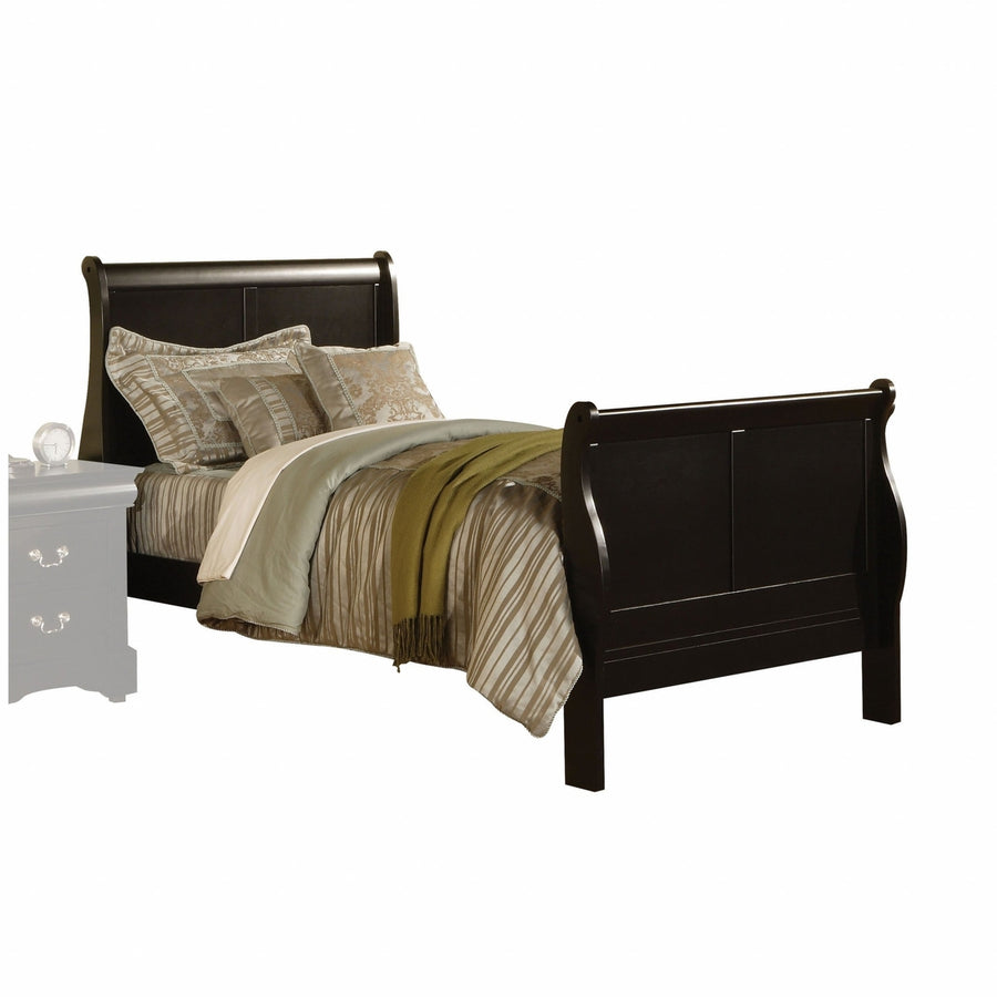 Black Wooden Full Size Sleigh Bed Image 1