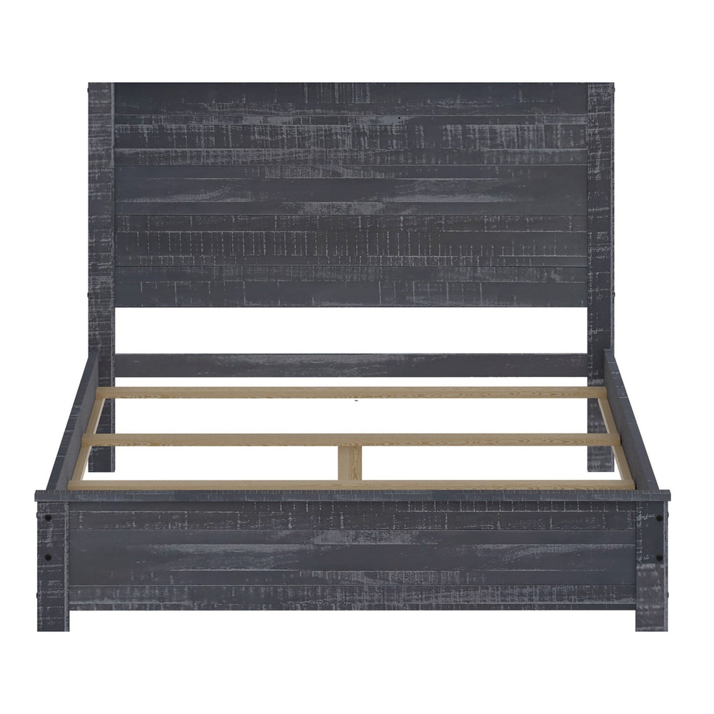 Grey Solid Wood Queen Bed Frame Image 2