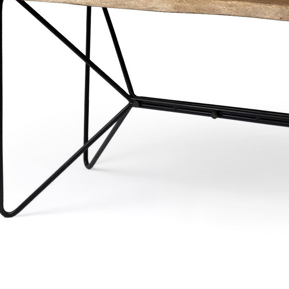 Medium Brown Live Edge Acacia Wood Finish Office Desk With Black Matte Butterfly Wing Shaped Base Image 7