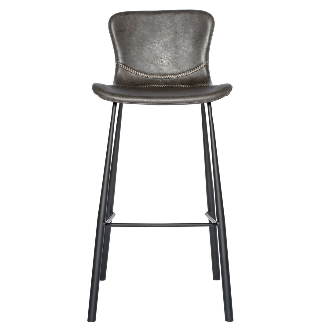 Set of Two 30" Gray And Black Steel Low Back Bar Height Bar Chairs Image 1