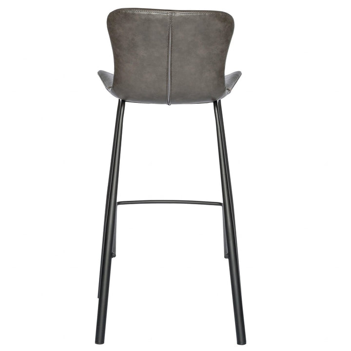 Set of Two 30" Gray And Black Steel Low Back Bar Height Bar Chairs Image 5