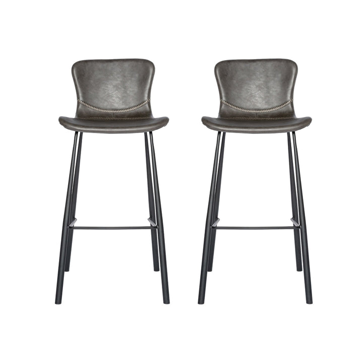 Set of Two 30" Gray And Black Steel Low Back Bar Height Bar Chairs Image 9