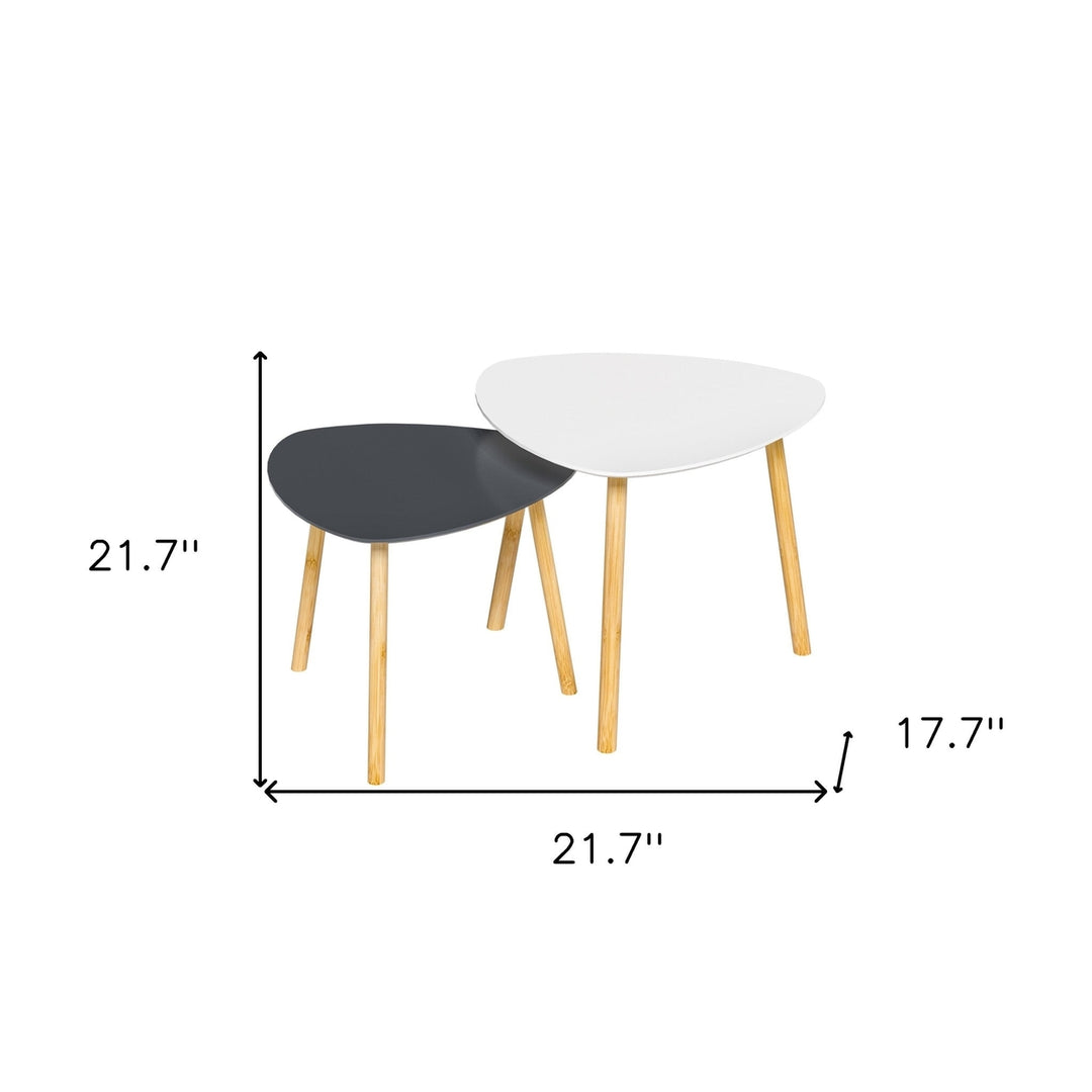 Set of Two 22" Oak And Gray and White Nested Tables Image 2