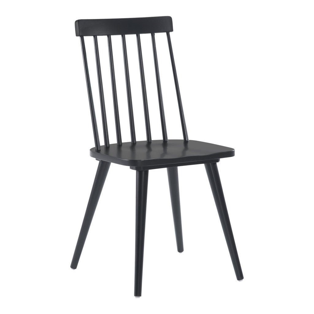 Set of Two Black Wood Windsor Back Dining Side chairs Image 3