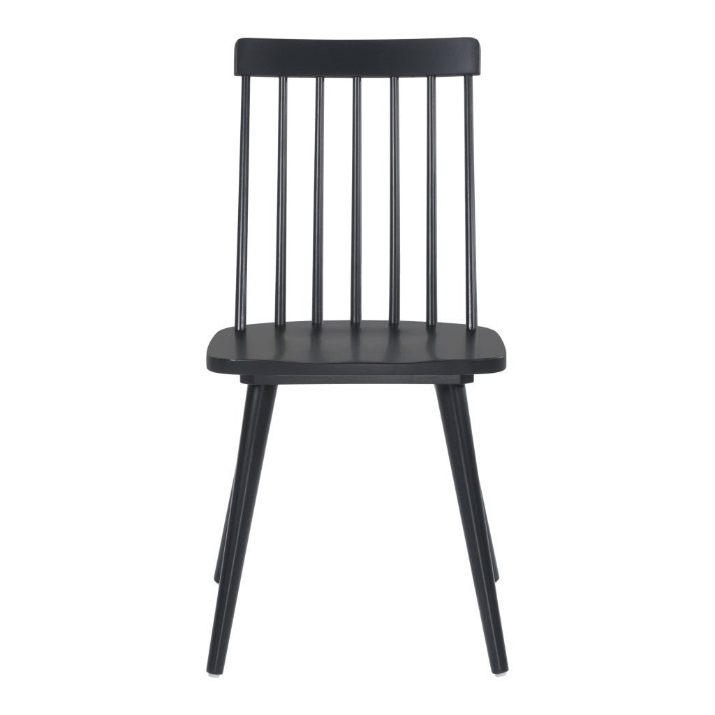 Set of Two Black Wood Windsor Back Dining Side chairs Image 5