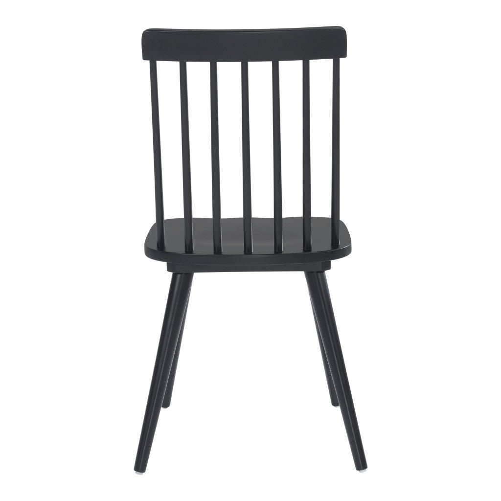 Set of Two Black Wood Windsor Back Dining Side chairs Image 6