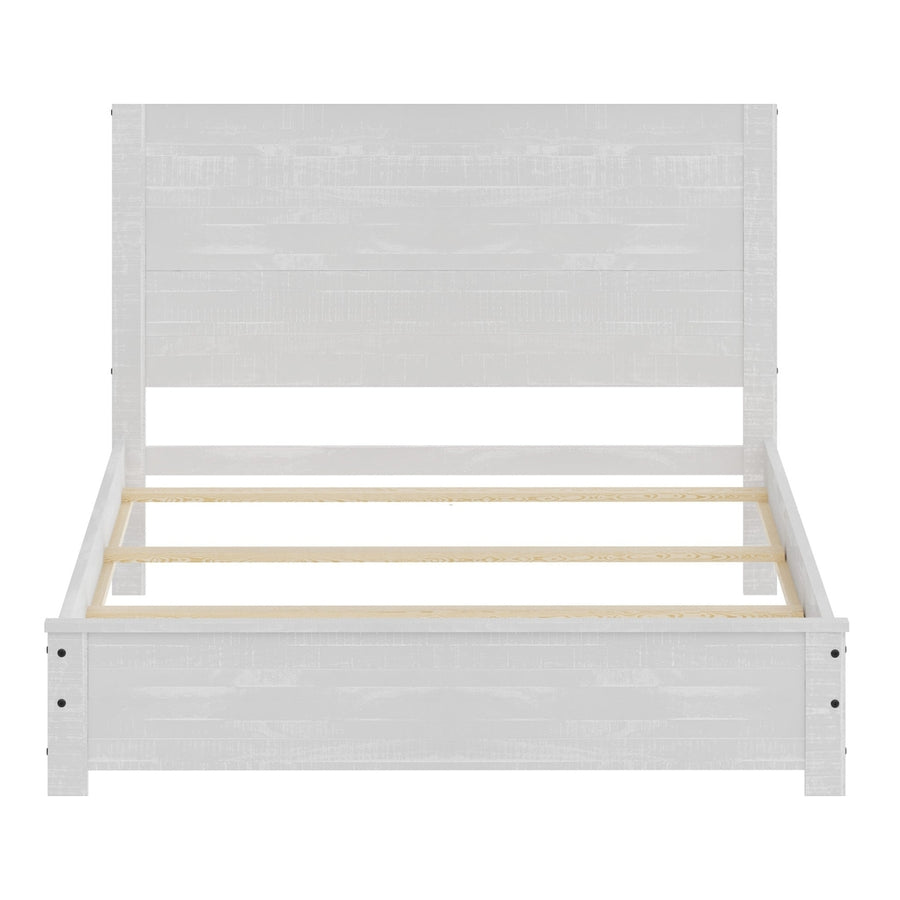 White Solid Wood Queen Bed Frame Image 1