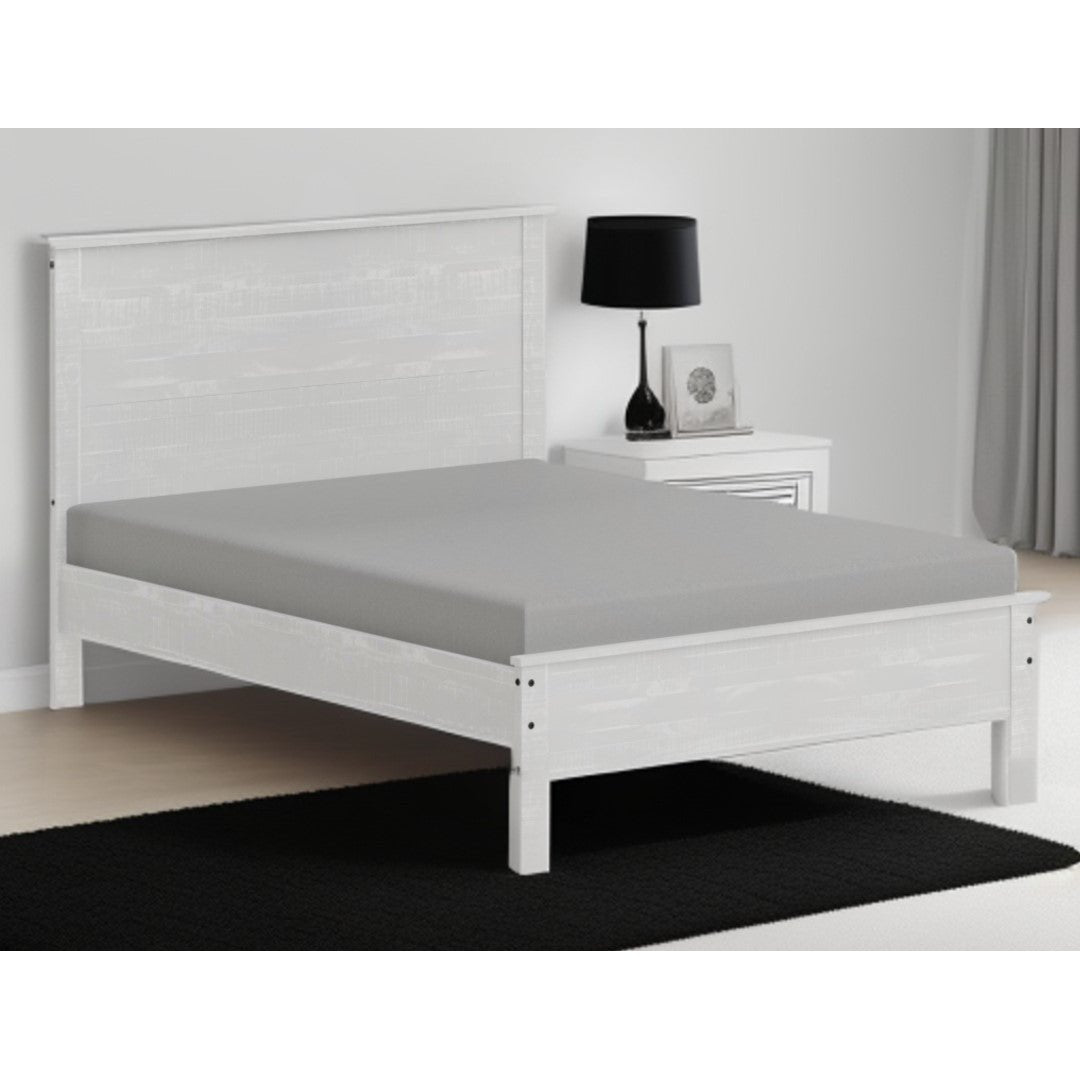 White Solid Wood Queen Bed Frame Image 8