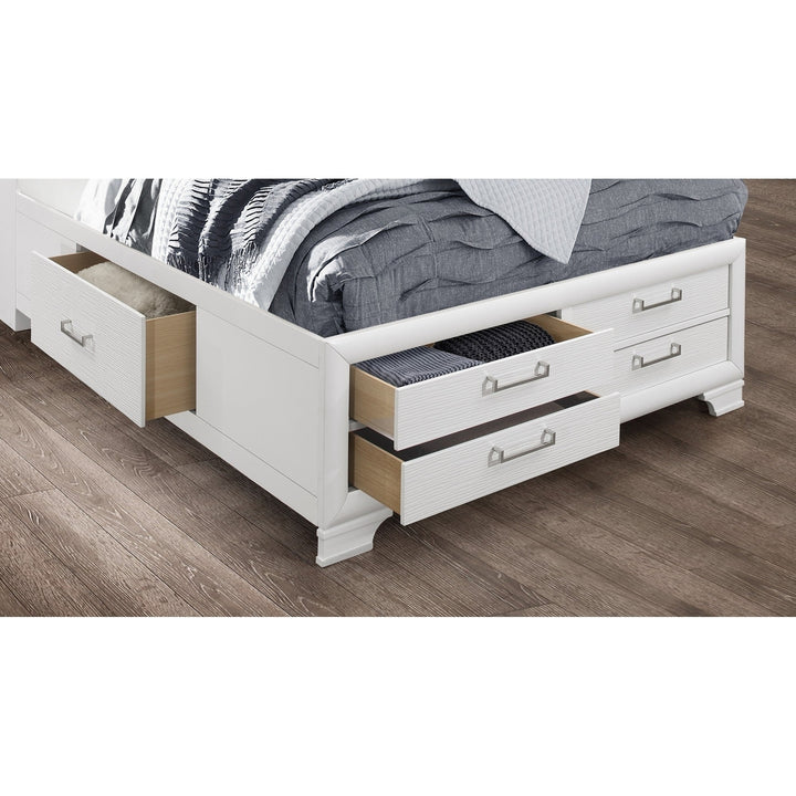 Solid Wood King White Eight Drawers Bed Image 3