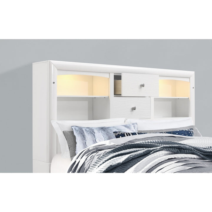 Solid Wood King White Eight Drawers Bed Image 4