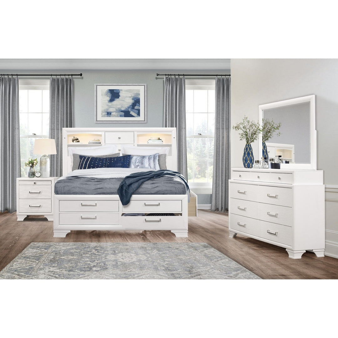 Solid Wood King White Eight Drawers Bed Image 5