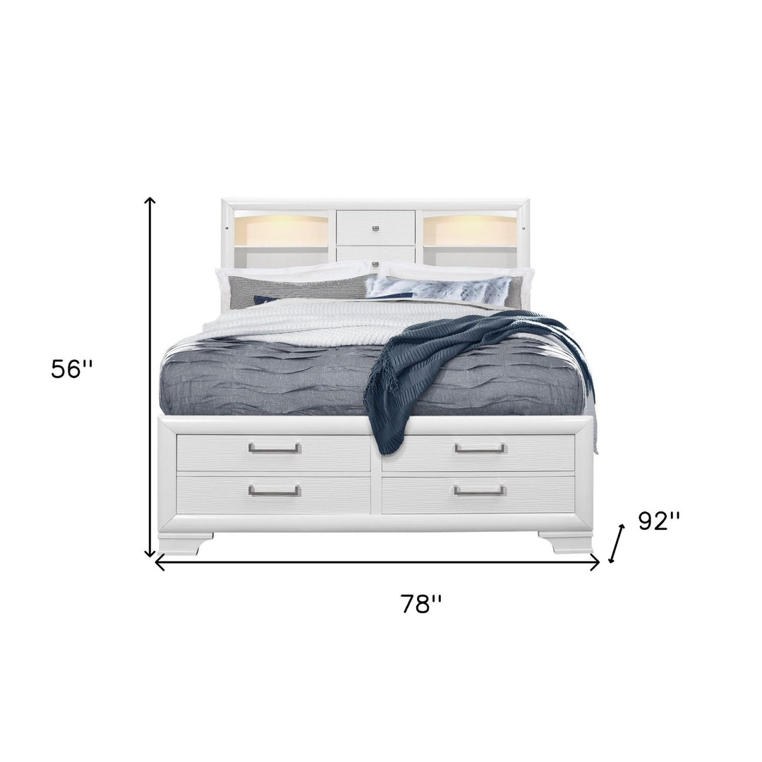 Solid Wood King White Eight Drawers Bed Image 6