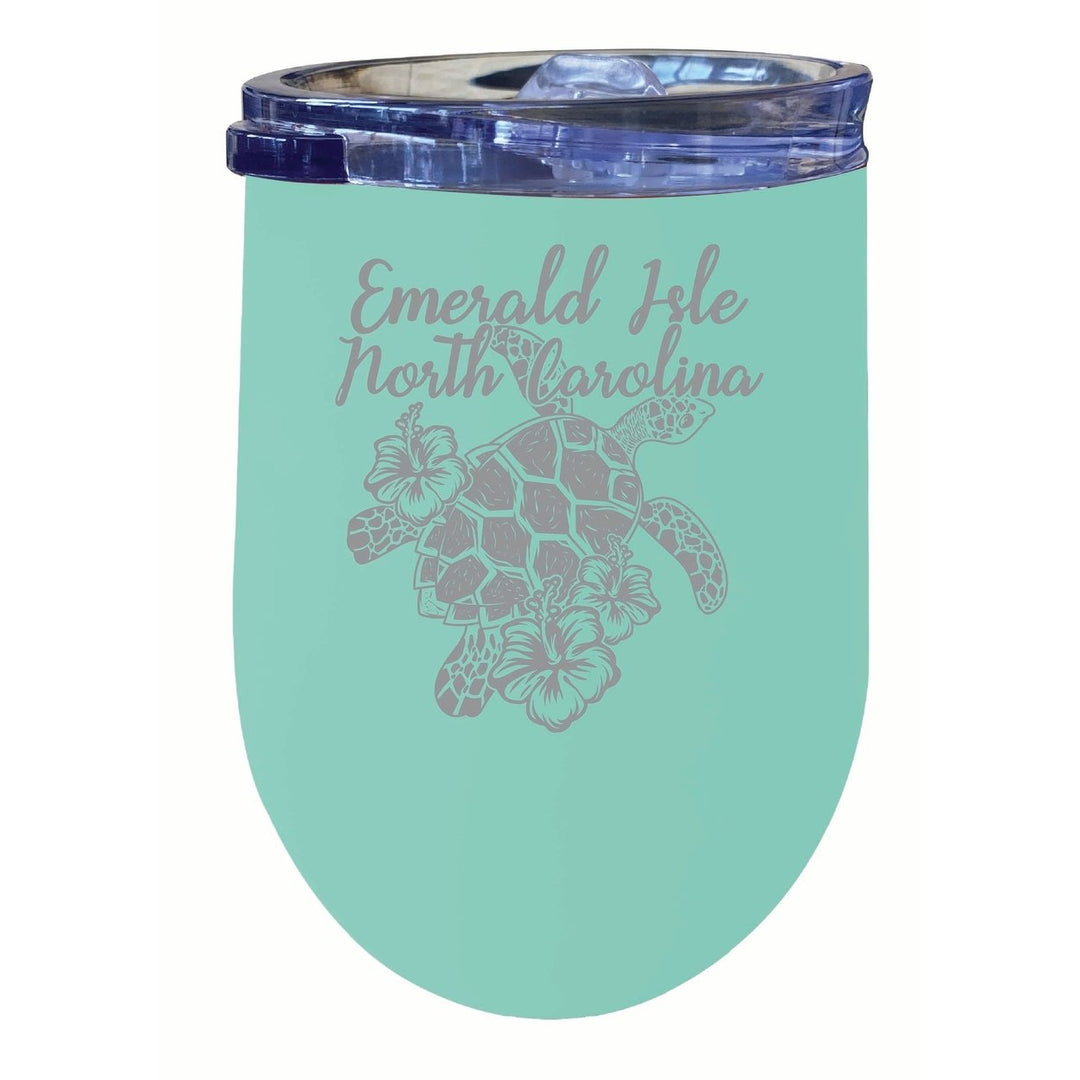 Emerald Isle North Carolina Souvenir 12 oz Engraved Insulated Wine Stainless Steel Tumbler Image 5