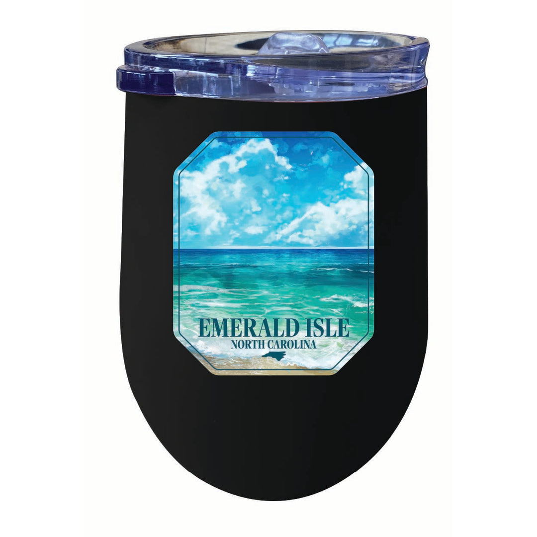 Emerald Isle North Carolina Serene Ocean Design Souvenir 12 oz Insulated Wine Stainless Steel Tumbler Image 6