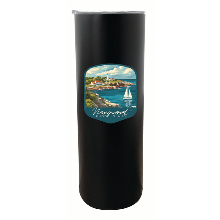 Newport Rhode Island Lighthouse on the Coast Design Souvenir 20 oz Insulated Stainless Steel Skinny Tumbler Image 2