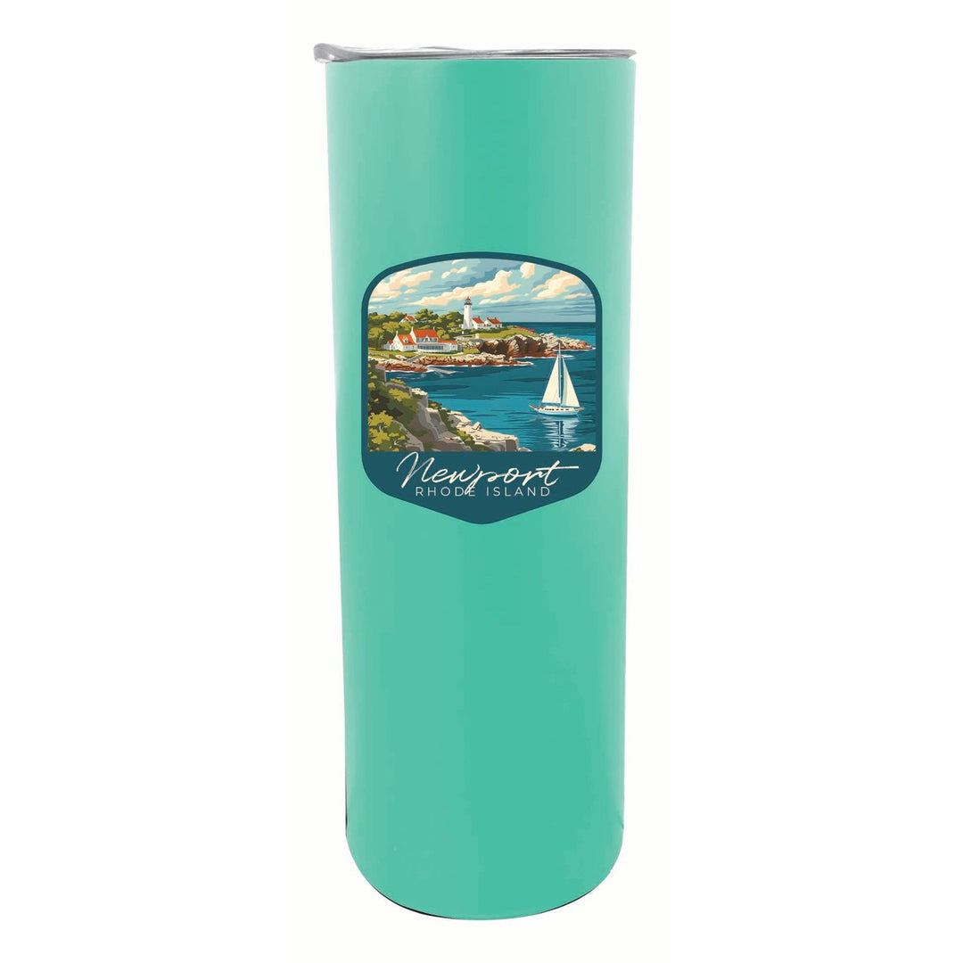 Newport Rhode Island Lighthouse on the Coast Design Souvenir 20 oz Insulated Stainless Steel Skinny Tumbler Image 5