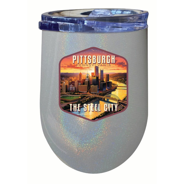 Pittsburgh Pennsylvania The Steel City Design Souvenir 12 oz Insulated Wine Stainless Steel Tumbler Image 1