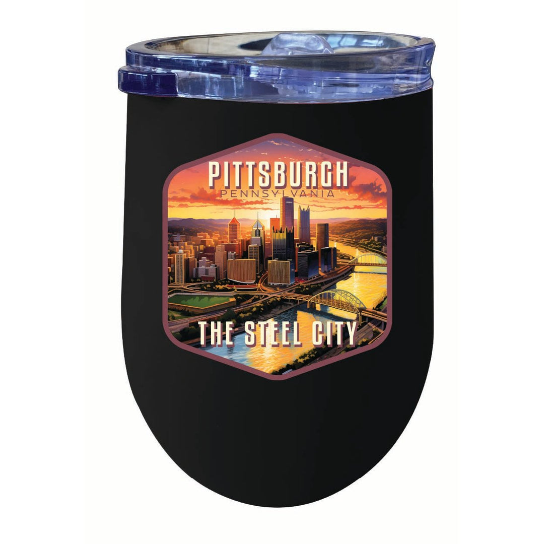 Pittsburgh Pennsylvania The Steel City Design Souvenir 12 oz Insulated Wine Stainless Steel Tumbler Image 5