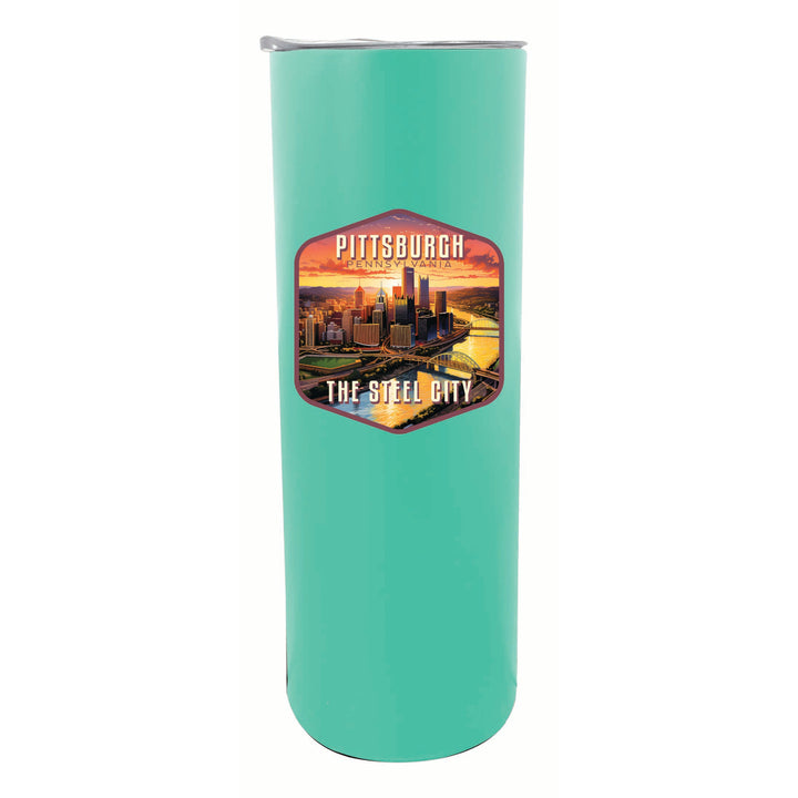 Pittsburgh Pennsylvania The Steel City Design Souvenir 20 oz Insulated Stainless Steel Skinny Tumbler Image 2