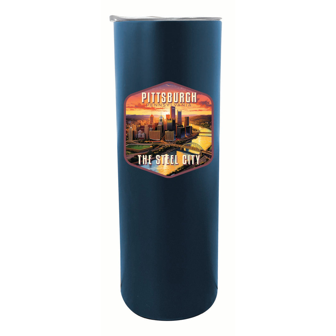 Pittsburgh Pennsylvania The Steel City Design Souvenir 20 oz Insulated Stainless Steel Skinny Tumbler Image 3