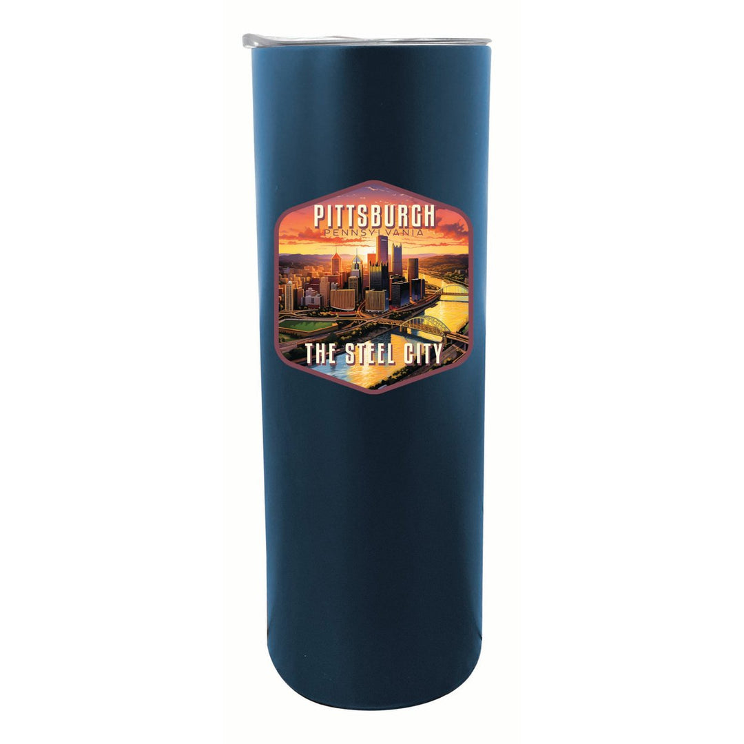 Pittsburgh Pennsylvania The Steel City Design Souvenir 20 oz Insulated Stainless Steel Skinny Tumbler Image 1