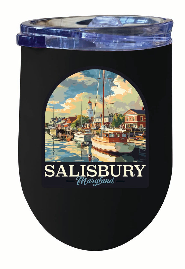 Salisbury Maryland Port of Salisbury Marina Design Souvenir 12 oz Insulated Wine Stainless Steel Tumbler Image 1