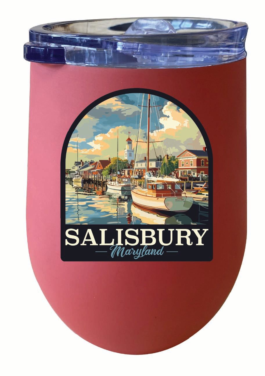 Salisbury Maryland Port of Salisbury Marina Design Souvenir 12 oz Insulated Wine Stainless Steel Tumbler Image 2