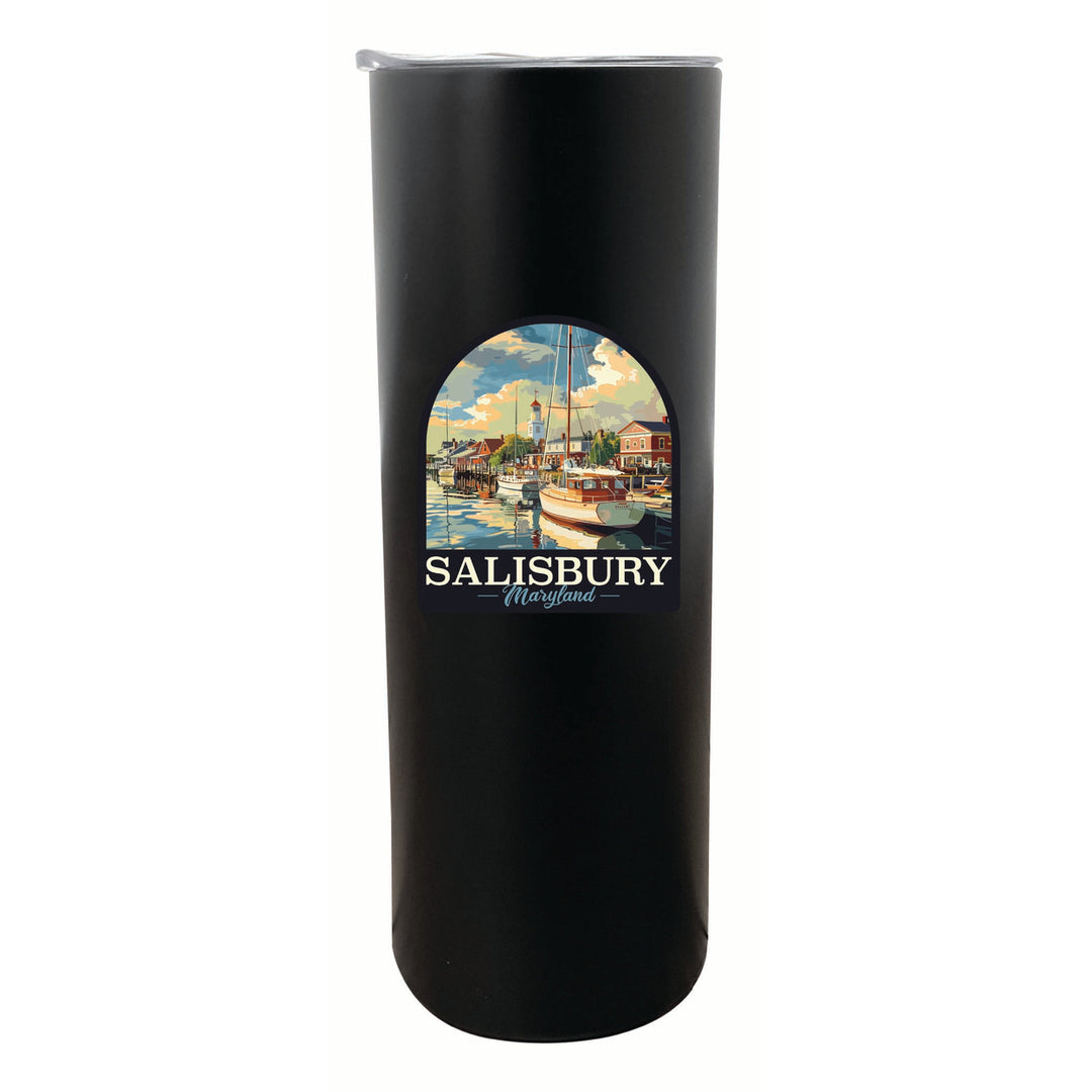 Salisbury Maryland Port of Salisbury Marina Design Souvenir 20 oz Insulated Stainless Steel Skinny Tumbler Image 1