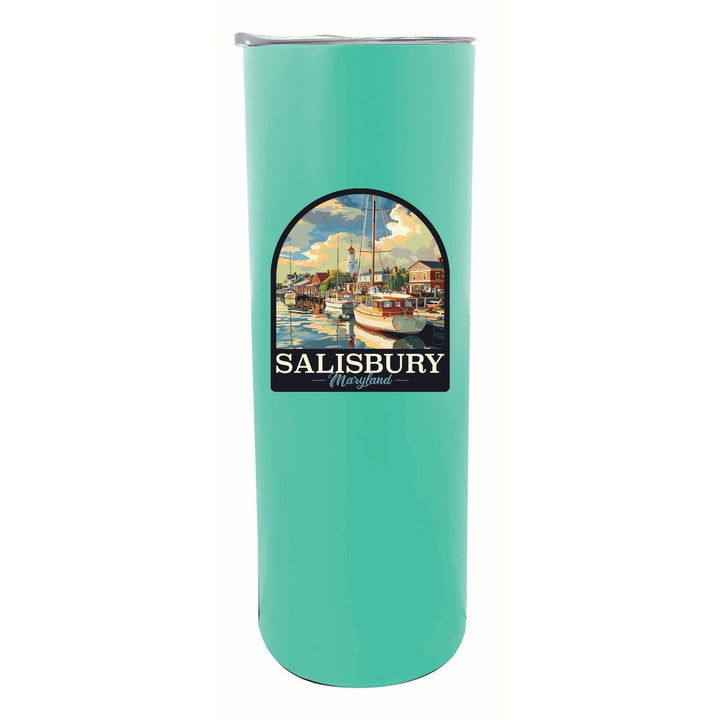 Salisbury Maryland Port of Salisbury Marina Design Souvenir 20 oz Insulated Stainless Steel Skinny Tumbler Image 2