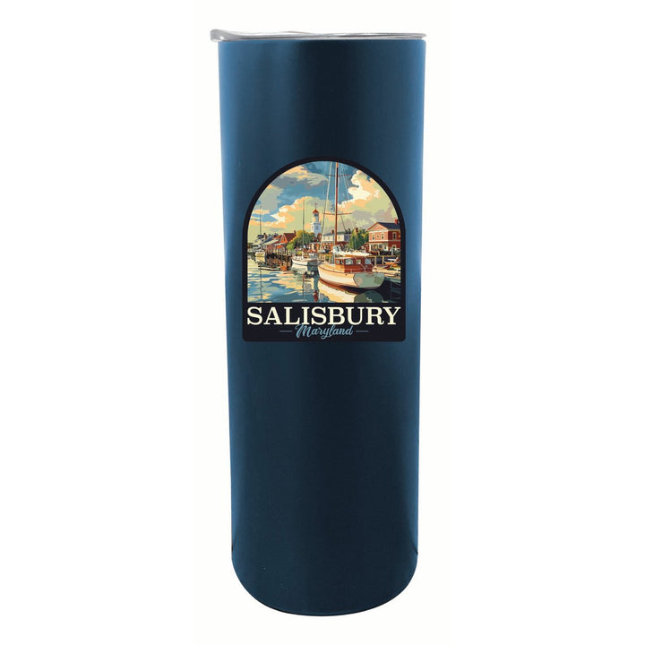 Salisbury Maryland Port of Salisbury Marina Design Souvenir 20 oz Insulated Stainless Steel Skinny Tumbler Image 5