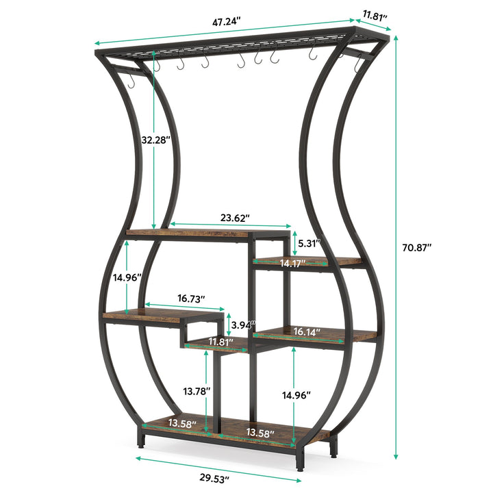 Tribesigns 6-Tier Plant Stand 70.9 Inch Tall Metal and Wood Plant Rack with Hooks Image 7