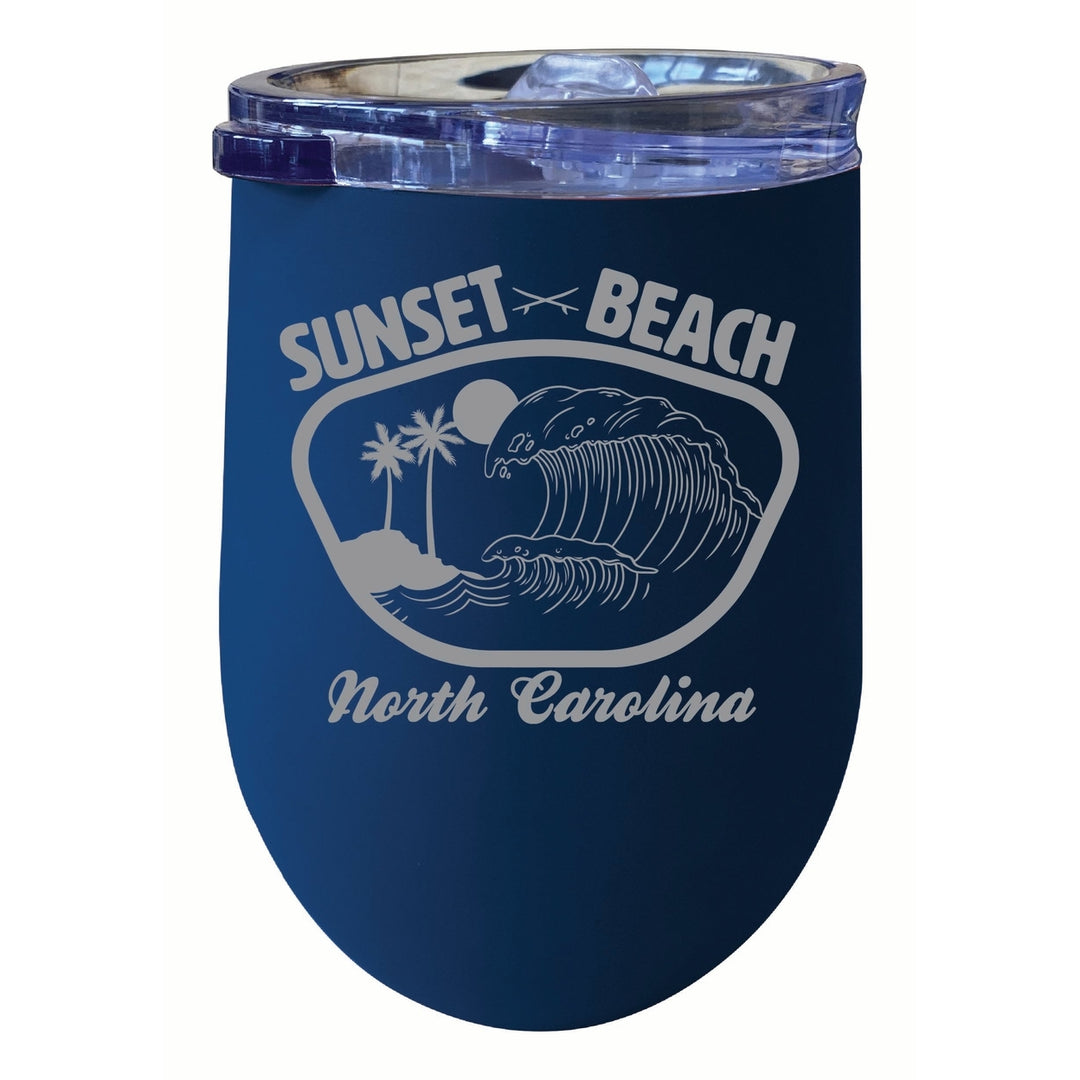 Sunset Beach North Carolina Souvenir 12 oz Engraved Insulated Wine Stainless Steel Tumbler Image 4