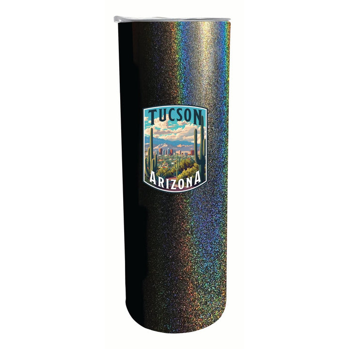 Tucson Arizona Cactus and Cityscape Design Souvenir 20 oz Insulated Stainless Steel Skinny Tumbler Image 1