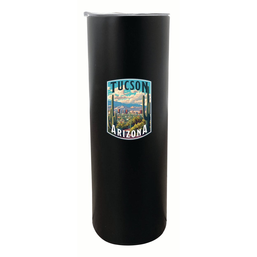 Tucson Arizona Cactus and Cityscape Design Souvenir 20 oz Insulated Stainless Steel Skinny Tumbler Image 6