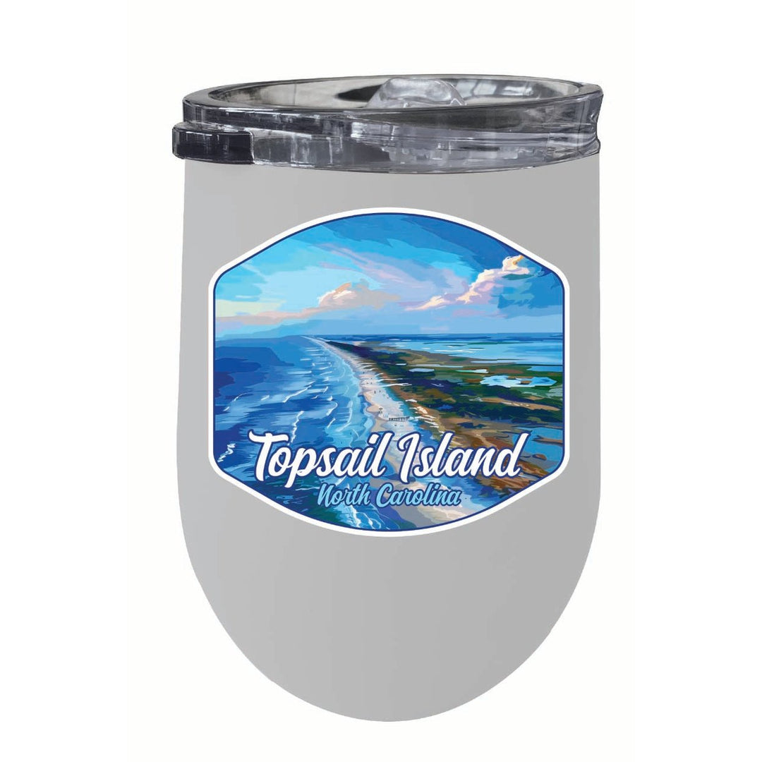 Topsail Island North Carolina Aerial View Design Souvenir 12 oz Insulated Wine Stainless Steel Tumbler Image 1