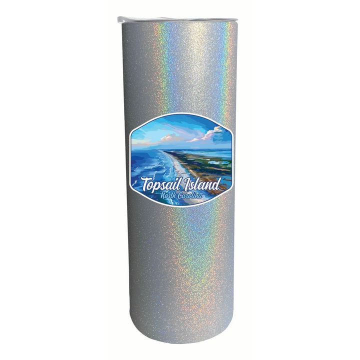 Topsail Island North Carolina Aerial View Design Souvenir 20 oz Insulated Stainless Steel Skinny Tumbler Image 1