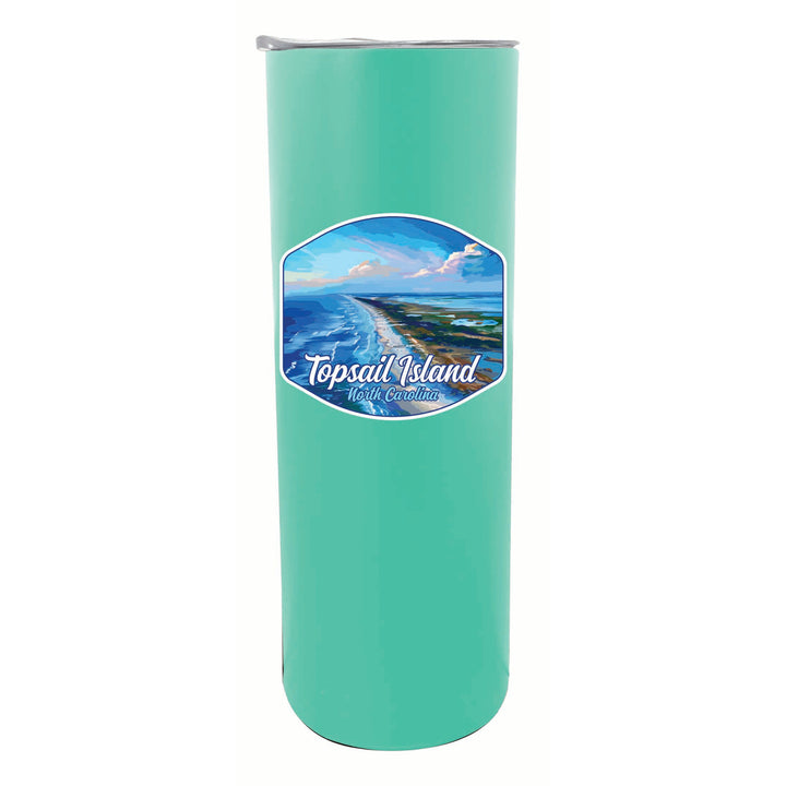 Topsail Island North Carolina Aerial View Design Souvenir 20 oz Insulated Stainless Steel Skinny Tumbler Image 4