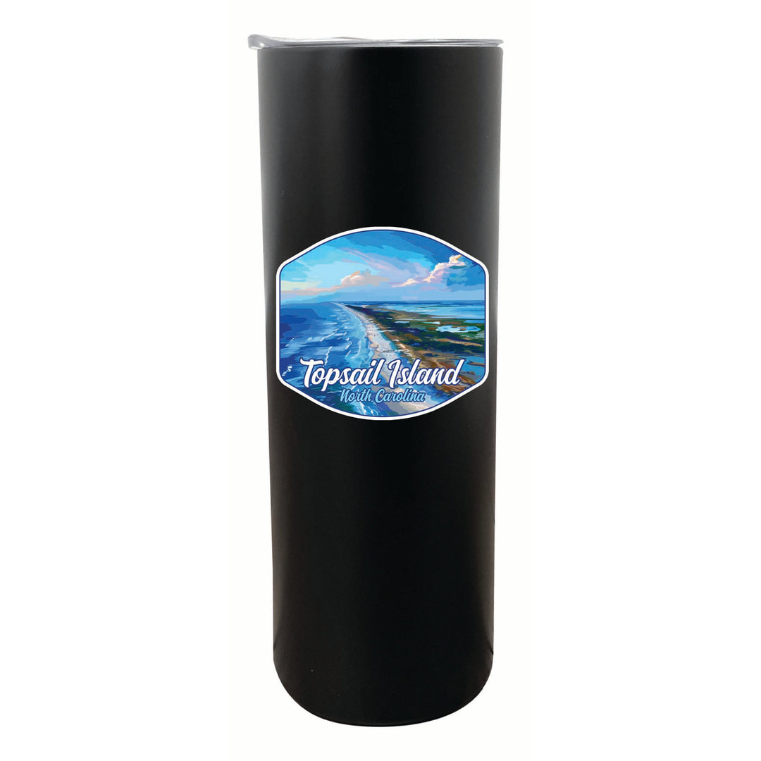 Topsail Island North Carolina Aerial View Design Souvenir 20 oz Insulated Stainless Steel Skinny Tumbler Image 6