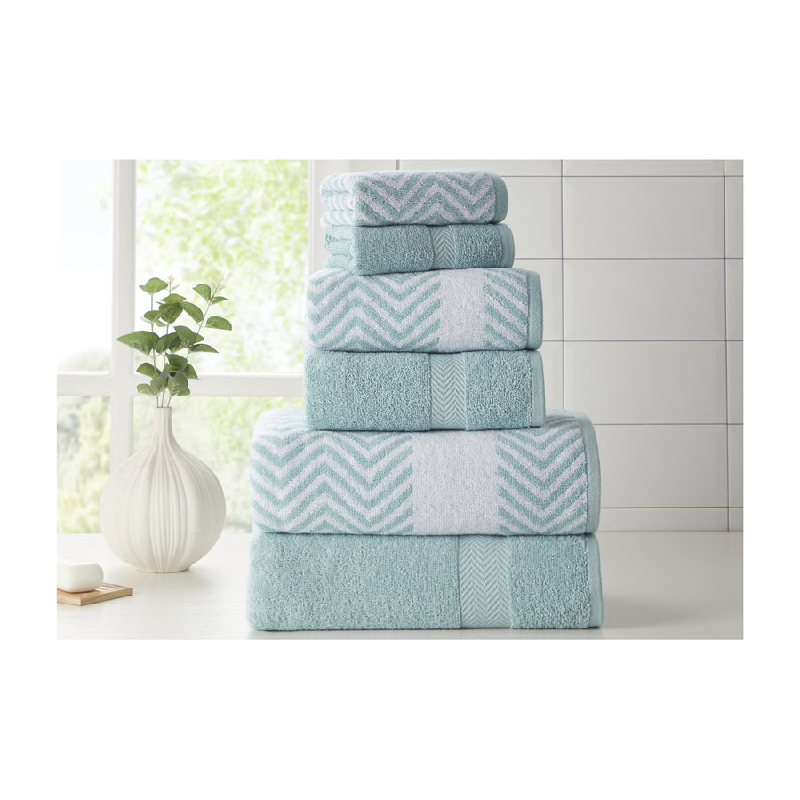 Kathy Ireland 6 Piece Chevron Jacquard Towel Set with LetsDry Image 1