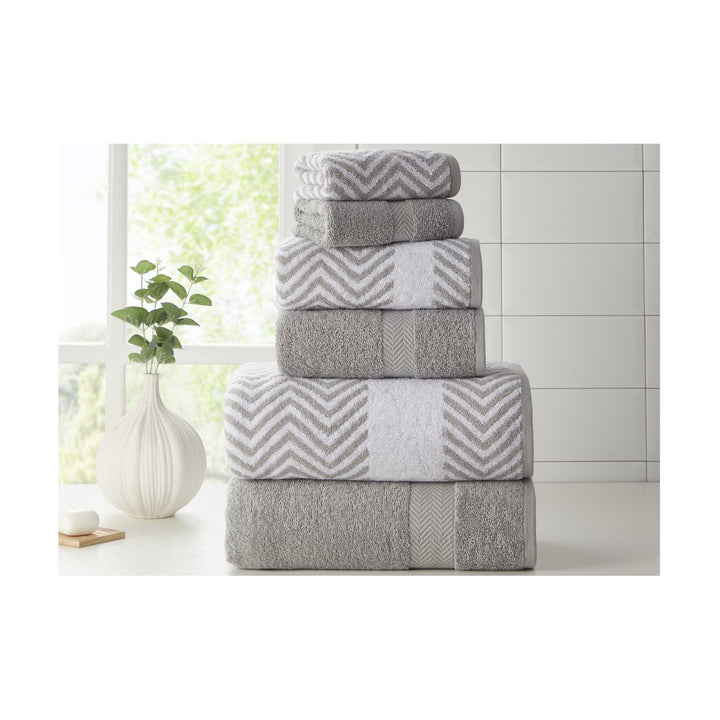 Kathy Ireland 6 Piece Chevron Jacquard Towel Set with LetsDry Image 3