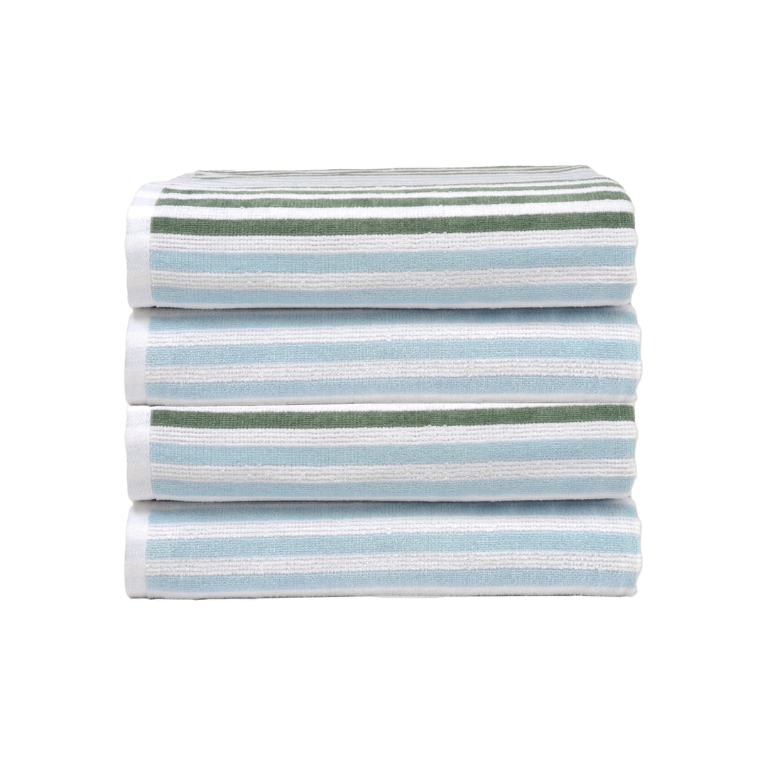 Dan River Cabana Stripe Beach Towel Set 2-4 Pack Velour Cotton Soft Quick Dry Image 8