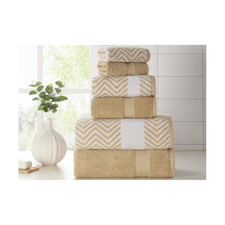 Kathy Ireland 6 Piece Chevron Jacquard Towel Set with LetsDry Image 4