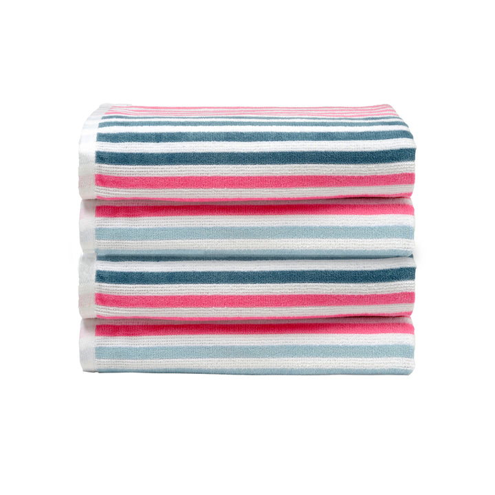 Dan River Cabana Stripe Beach Towel Set 2-4 Pack Velour Cotton Soft Quick Dry Image 9