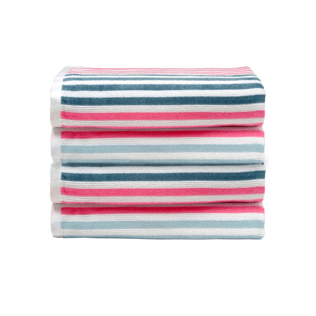 Dan River Cabana Stripe Beach Towel Set 2-4 Pack Velour Cotton Soft Quick Dry Image 1