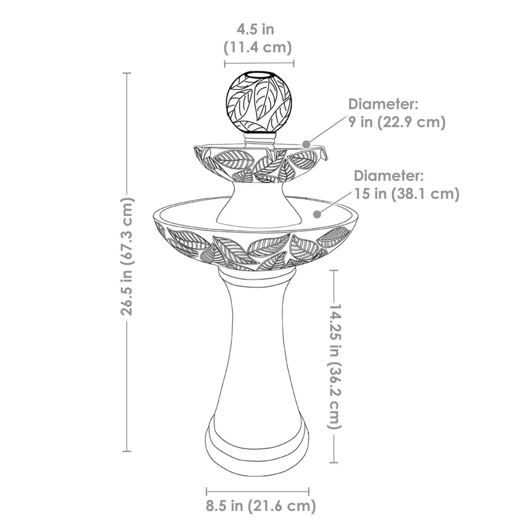 Sunnydaze Gentle Glow 26.5" H 2-Tier Ceramic Fountain with LED Lights Image 3