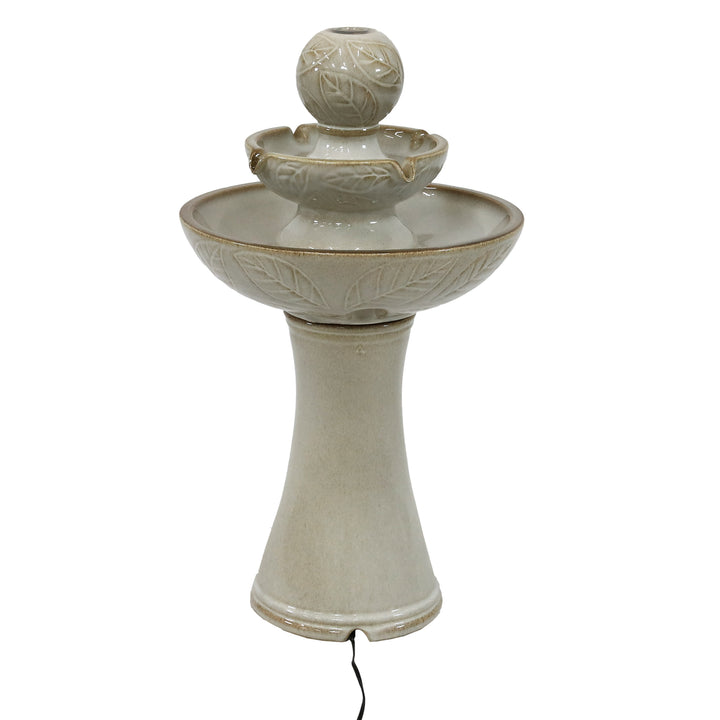 Sunnydaze Gentle Glow 26.5" H 2-Tier Ceramic Fountain with LED Lights Image 9