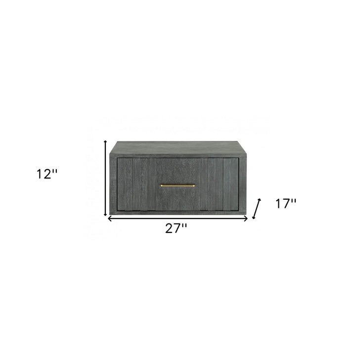 12" Gray Low One Drawer Nightstand Image 2