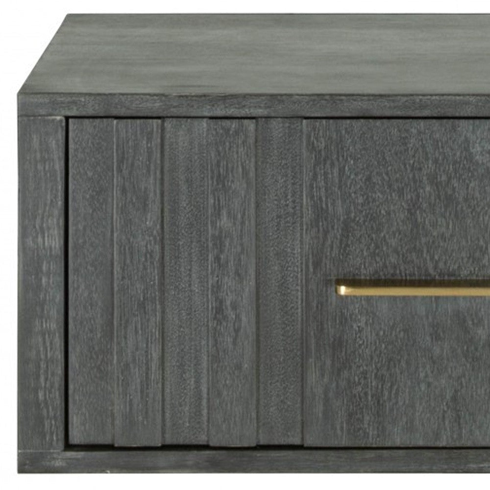 12" Gray Low One Drawer Nightstand Image 4