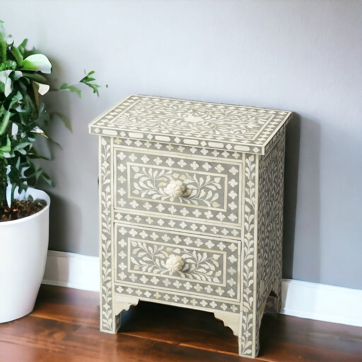 18" Gray and White Accent Chest With Multiple Shelves Image 8