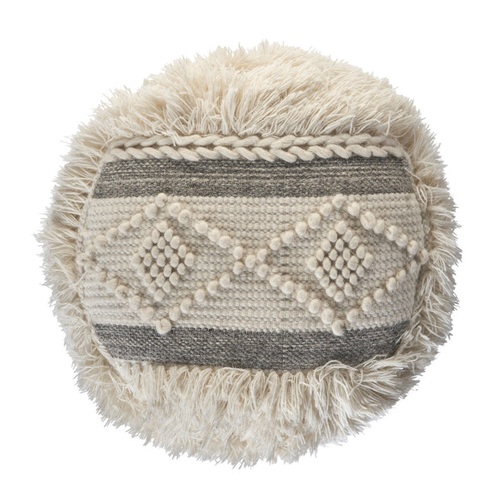 18" Cream Wool Ottoman Image 5